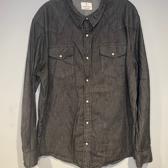 Mutual Weave Shirt Men's XL Chambray Rock Minimalist Gothic Grunge Cowgirls - Picture 1 of 6